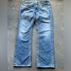 True Religion Jeans Men’s 32 Blue Denim Ricky Big QT Chunky Stitch USA Y2K